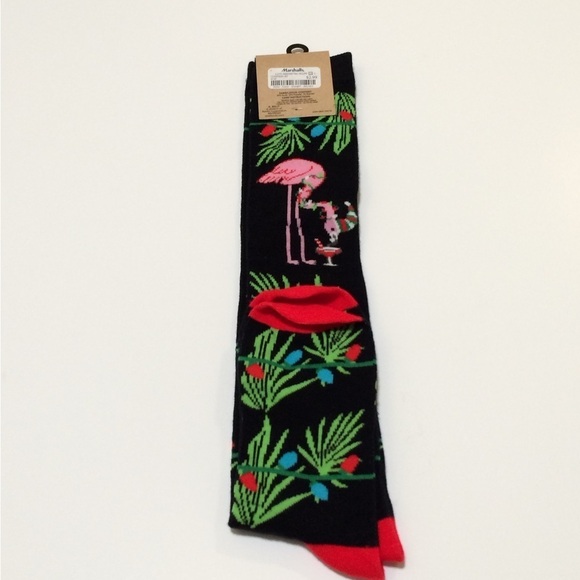 K. Bell Christmas Flamingo Long Socks Size 9-11 - Picture 1 of 5